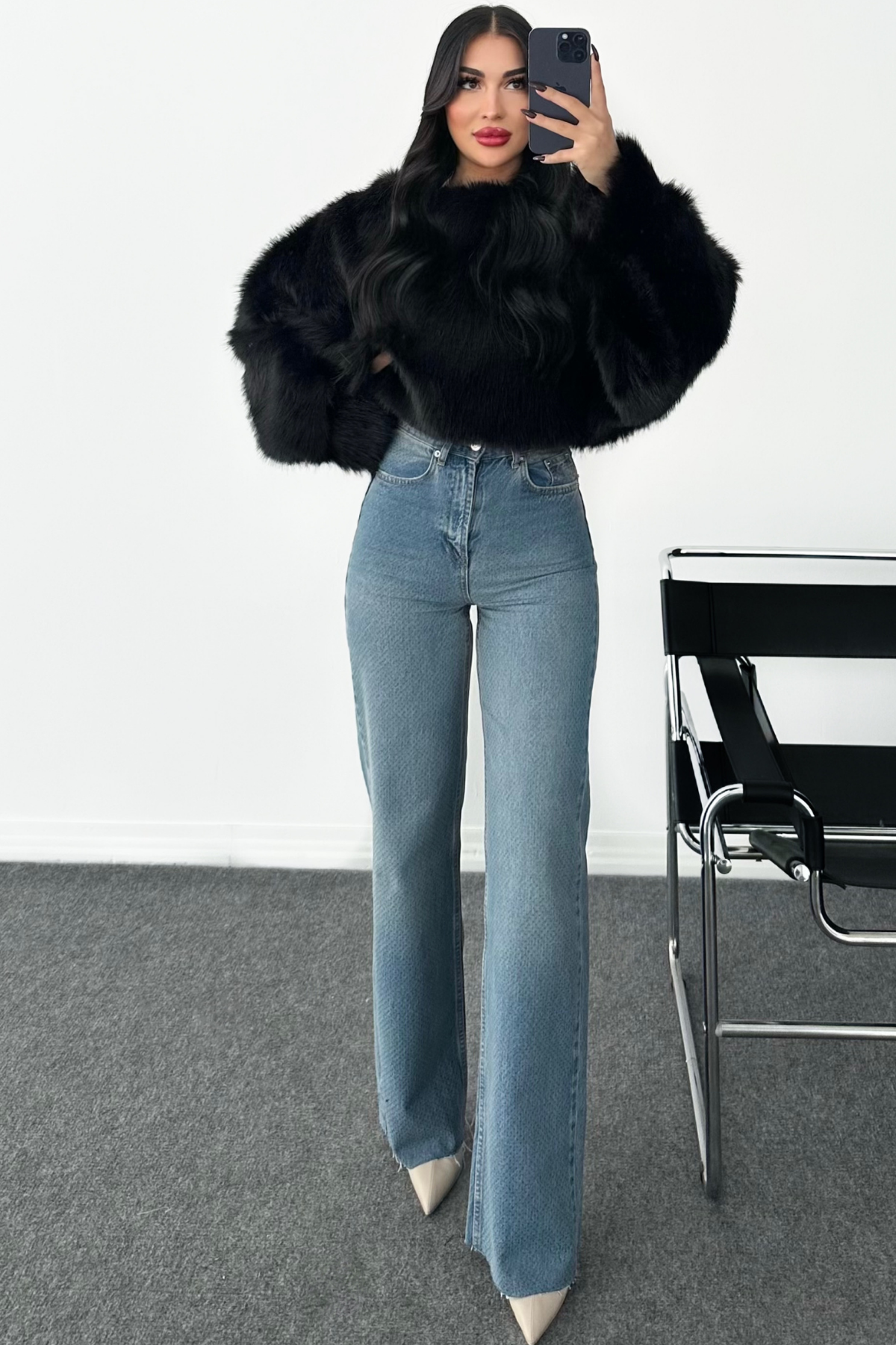 PREMİUM SİYAH KÜRK KAZAK