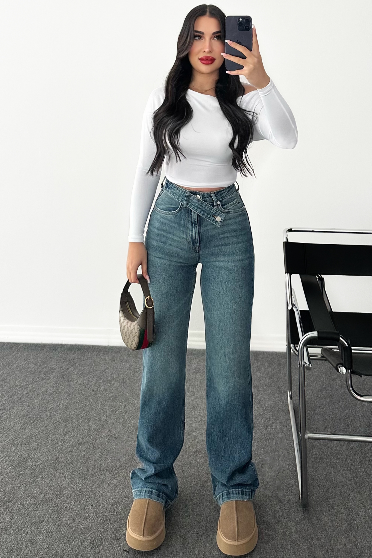 PREMİUM YÜKSEK BEL KEMER DETAYLI WİDE LEG ZENDY JEAN