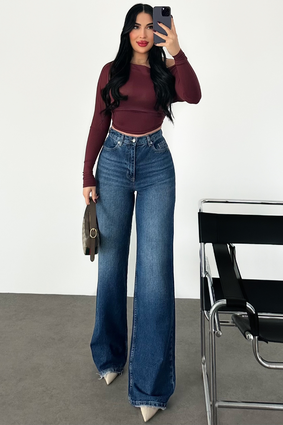 PREMİUM YÜKSEK BEL KOYU MAVİ RENK LESİA JEAN