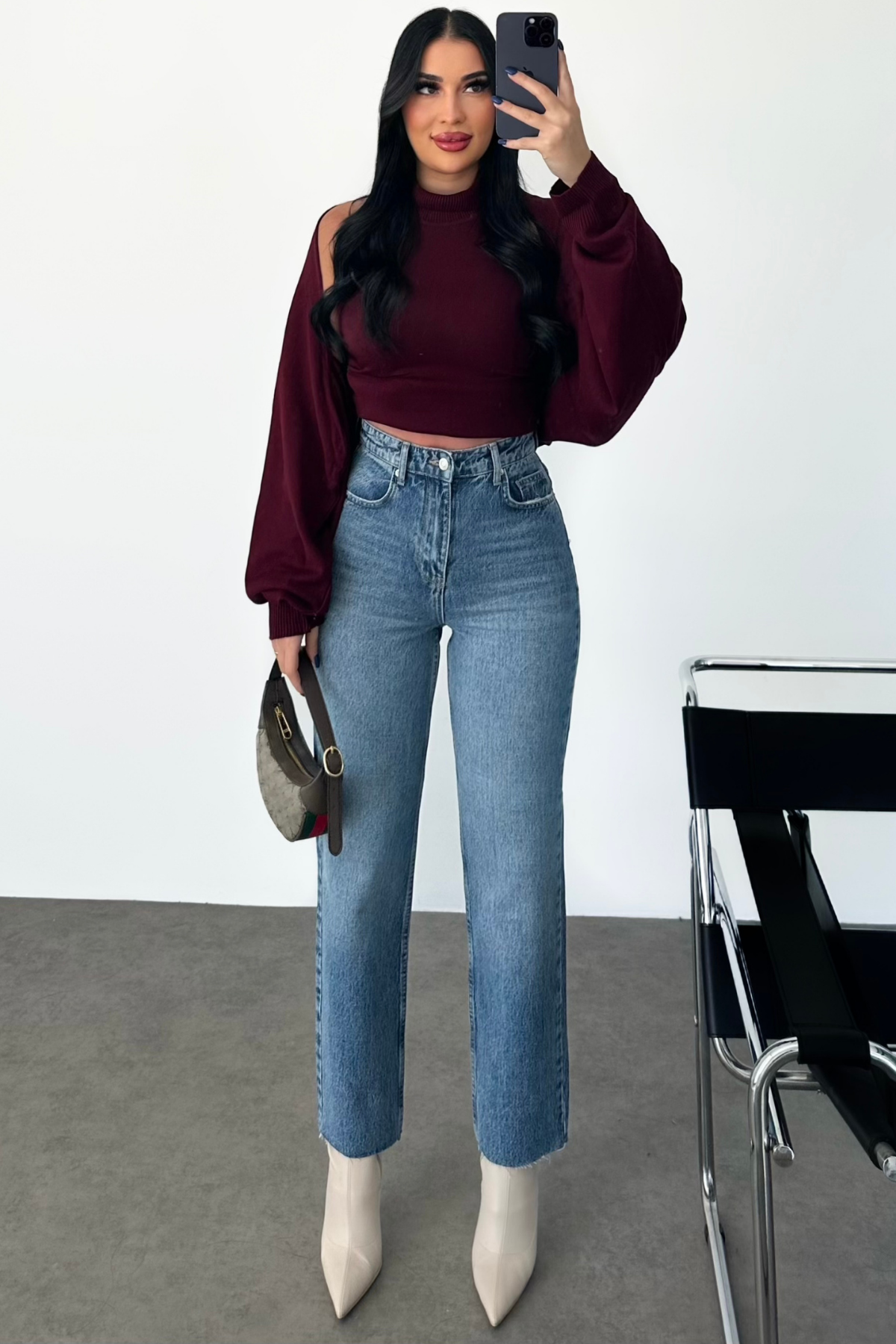PREMİUM YÜKSEK BEL MİD BLUE STRAİGHT FİT LAZER PAÇA JEAN