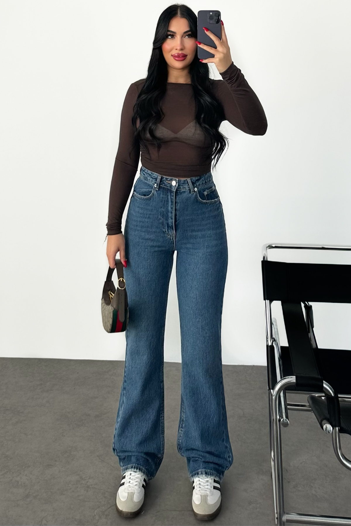 PREMİUM YÜKSEK BEL STRAİGHT MİD BLUE JEAN