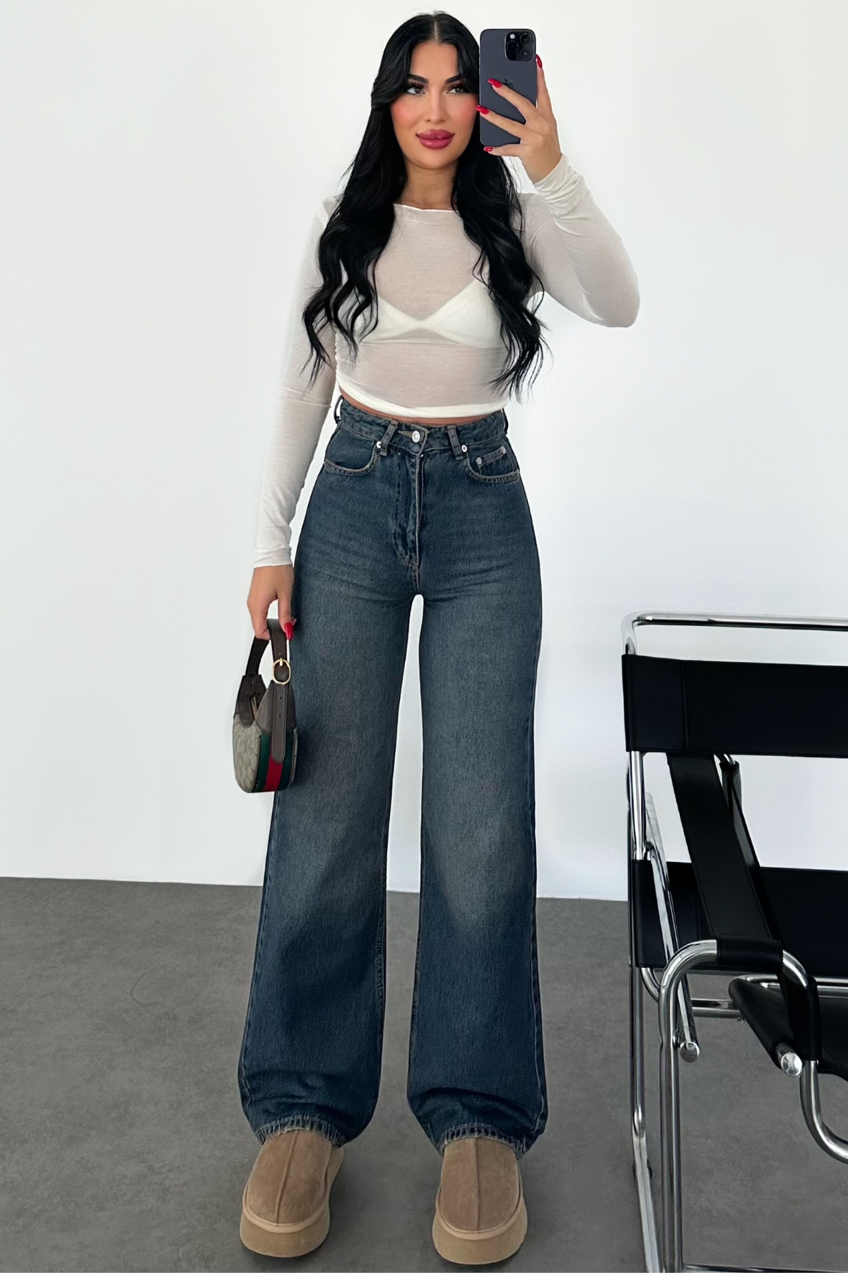 PREMİUM YÜKSEK BEL TİNTLİ DESİA WİDE LEG JEAN