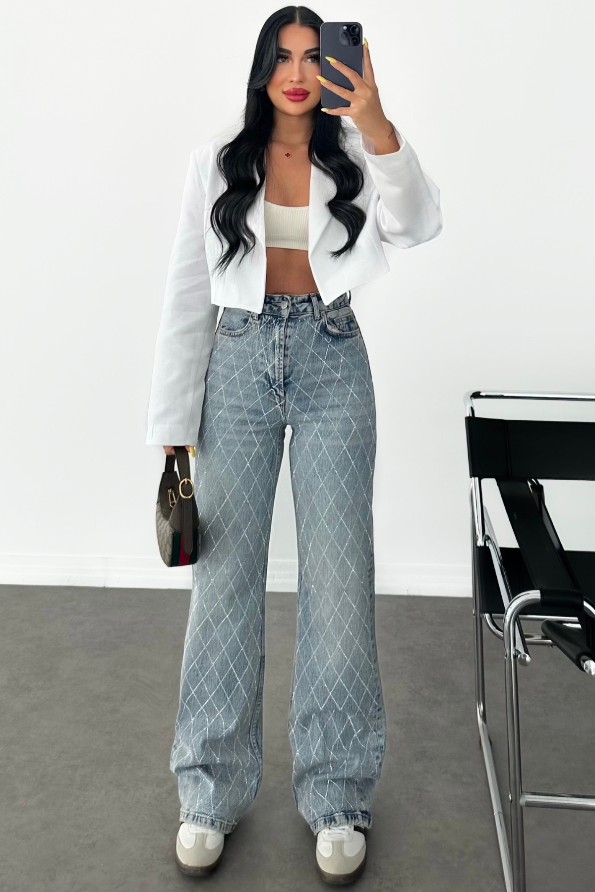 PREMİUM YÜKSEK BEL TİNTLİ TAŞLI WİDE LEG JEAN