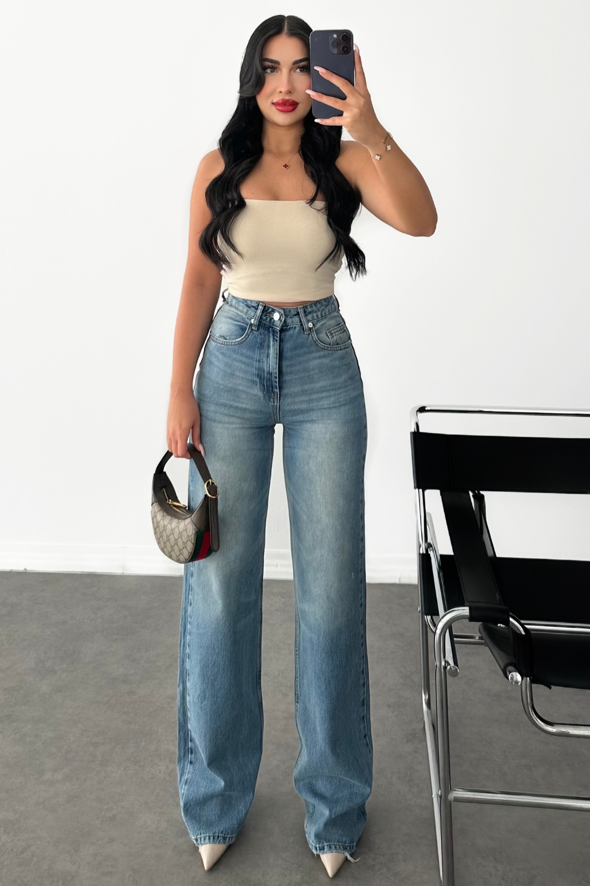 PREMİUM YÜKSEK BEL WİDE LEG WAİLA JEAN
