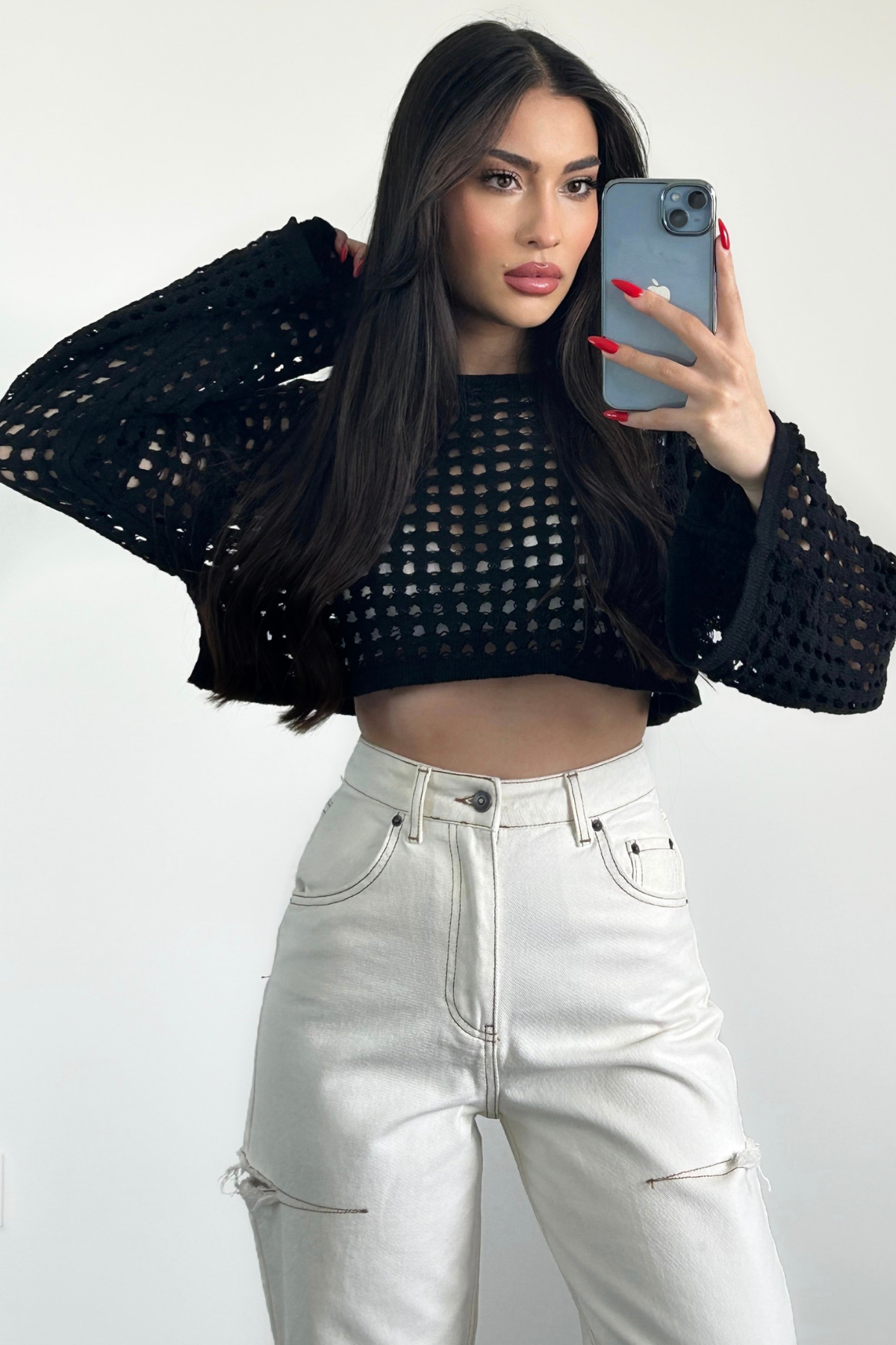 SİYAH AJURLU TRİKO