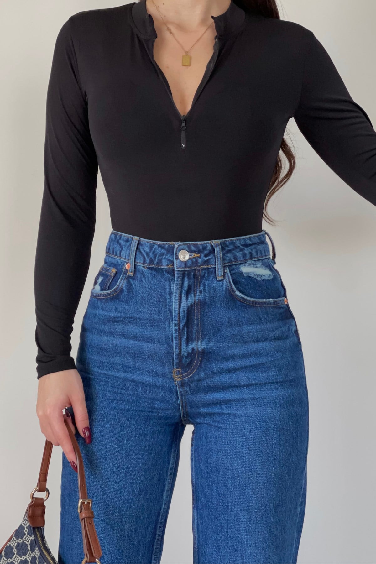 SİYAH ZIBINLI BODY