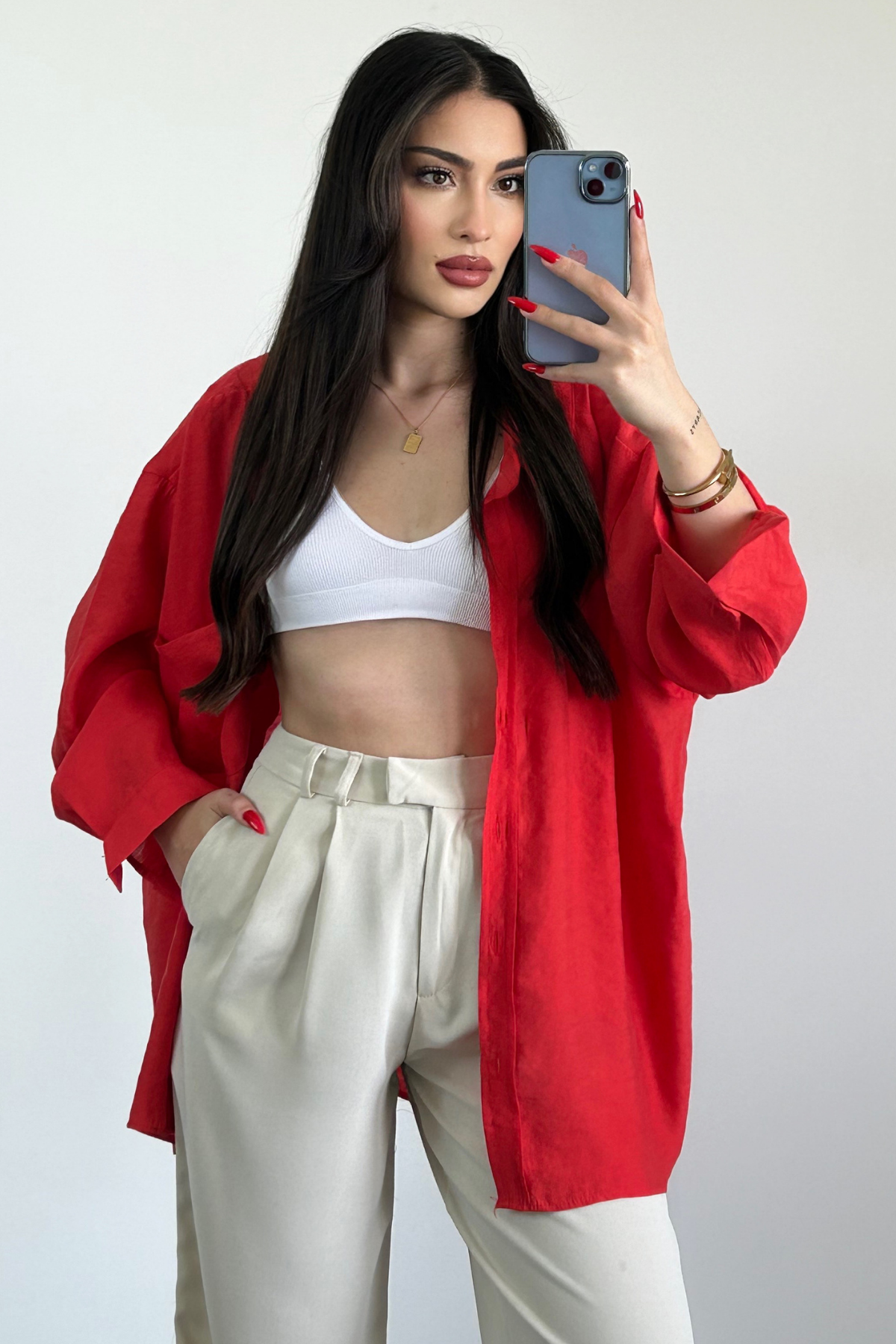 TENSEL OVERSİZE GÖMLEK