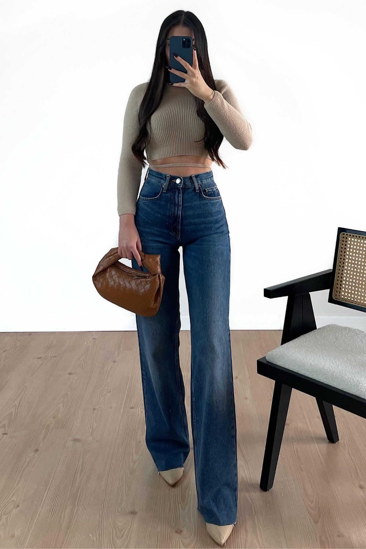WİDE LEG ORTA KOYU MAVİ RENK JEAN