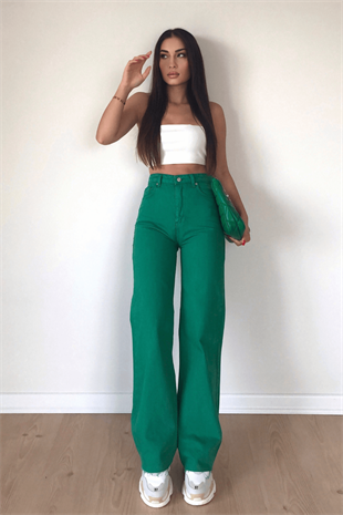 ZARA YEŞİL WİDE LEG JEAN 