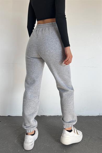 Gri 3 İplik Polarlı Jogger Eşofman
