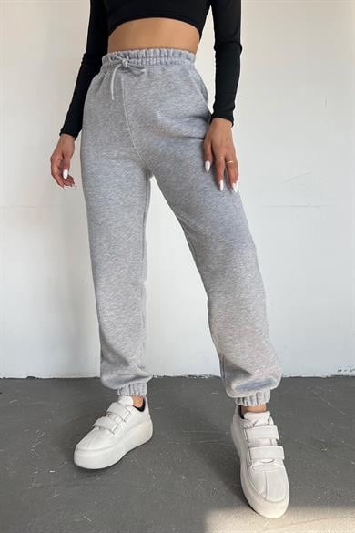 Gri 3 İplik Polarlı Jogger Eşofman