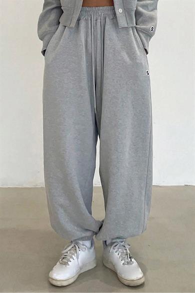 Kadın Gri S Etiketli Oversize Jogger Eşofman Altı