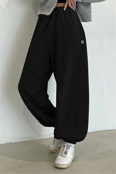 Kadın Siyah S Etiketli Oversize Jogger Eşofman Altı