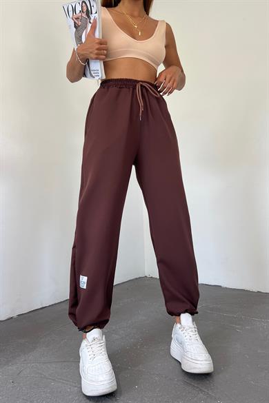 Kahve SV Etiketli Paça Ayarlanabilir Eşofman