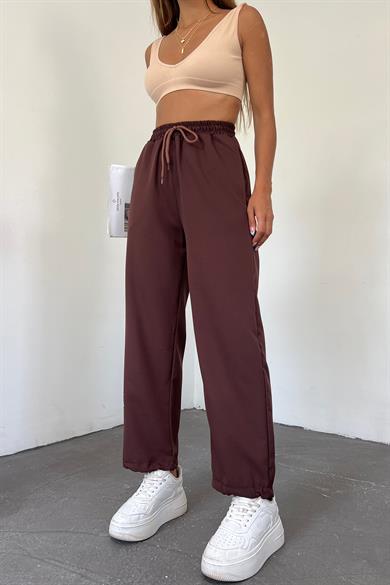 Kahve SV Etiketli Paça Ayarlanabilir Eşofman