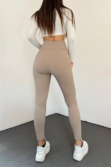 Krem Şardonlu Fitilli Tayt