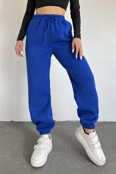 Mavi 3 İplik Polarlı Jogger Eşofman
