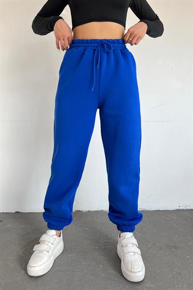 Mavi 3 İplik Polarlı Jogger Eşofman