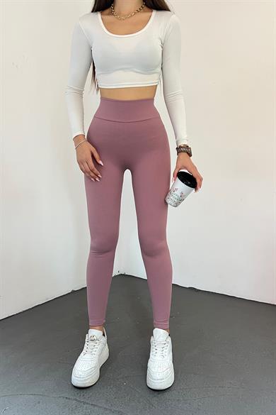 Pembe Şardonlu Fitilli Tayt