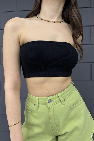 Sun Victoria Kadın Siyah Straplez Crop