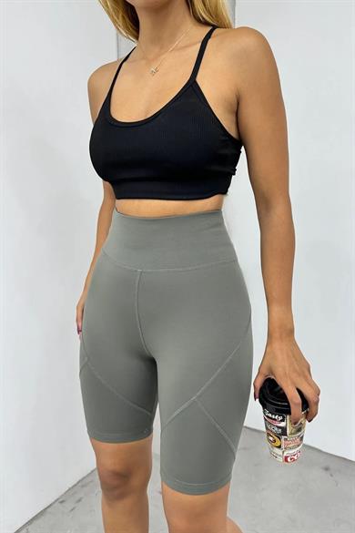 Hera Moda Kadın Haki Karyokalı Sporcu Biker Tayt