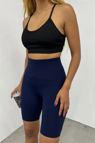 Hera Moda Kadın  Lacivert Karyokalı Sporcu Biker Tayt