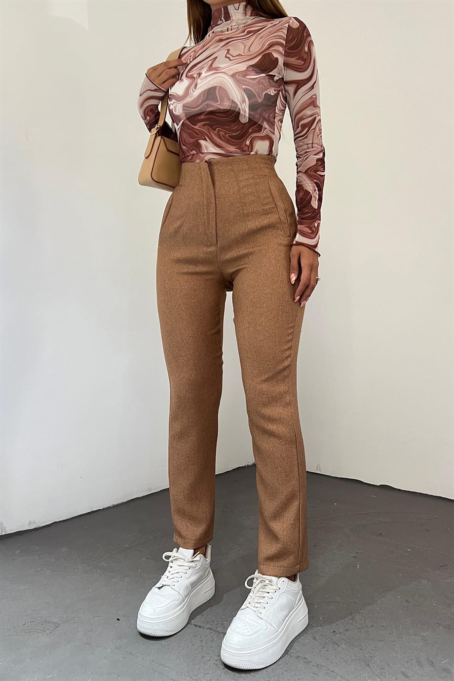 Hera Moda Kadın Açık Kahve Kışlık Zara Model Pantolon