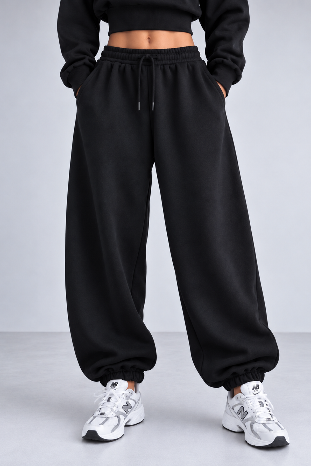 Siyah 3 İplik Polarlı Jogger Eşofman