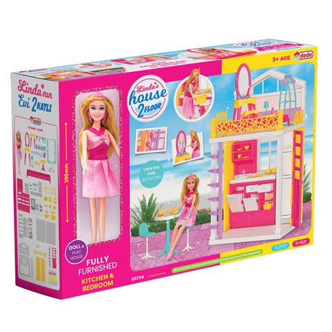 Linda'nın Evi 2 Katlı - Ev Oyuncak - Linda'nın Ev Seti - Barbie Ev Seti -  - Ev Setleri - Dede Toys - Fen Toys-03734