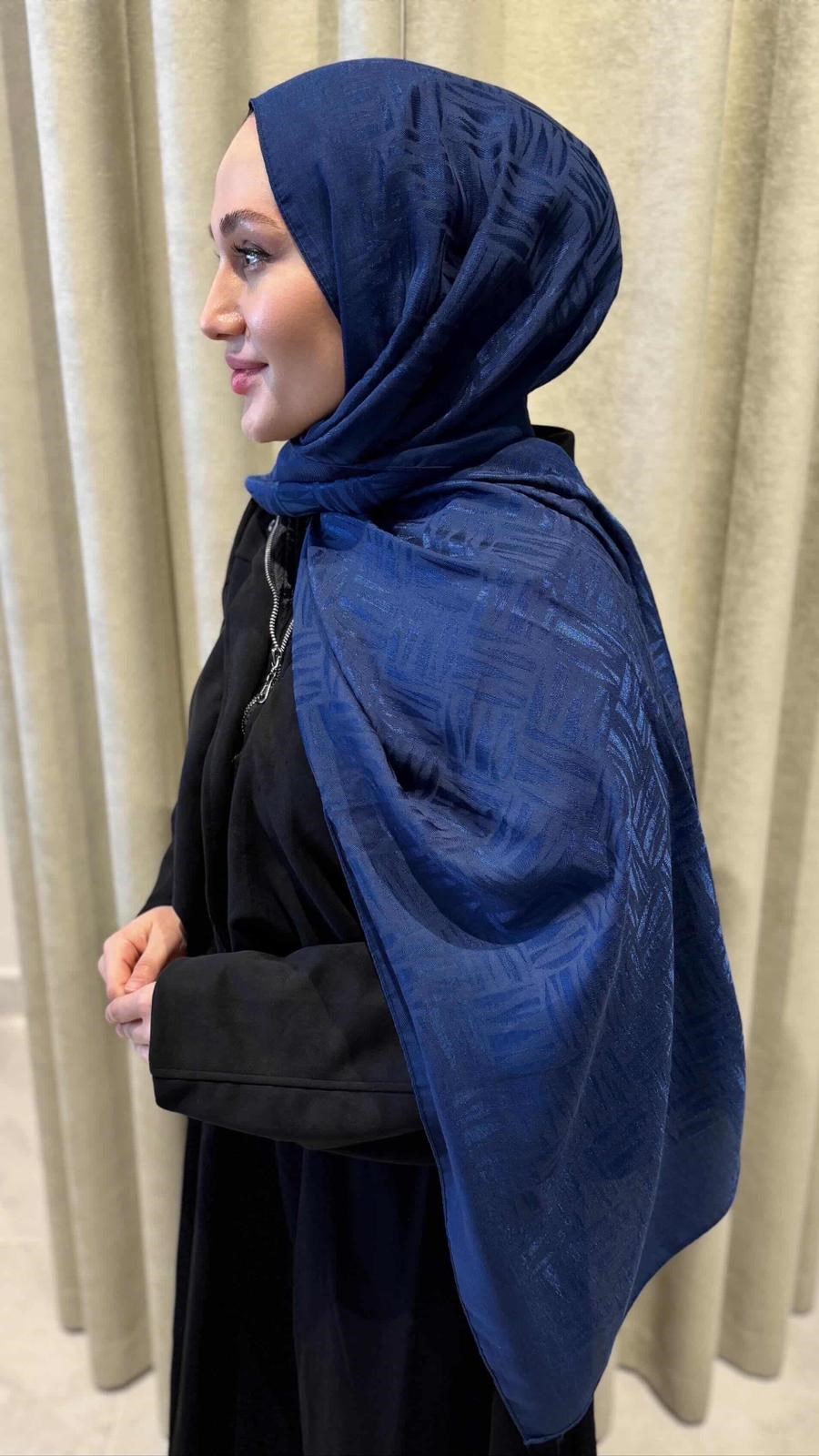 Naura Kibrit Desen Şal-Lacivert