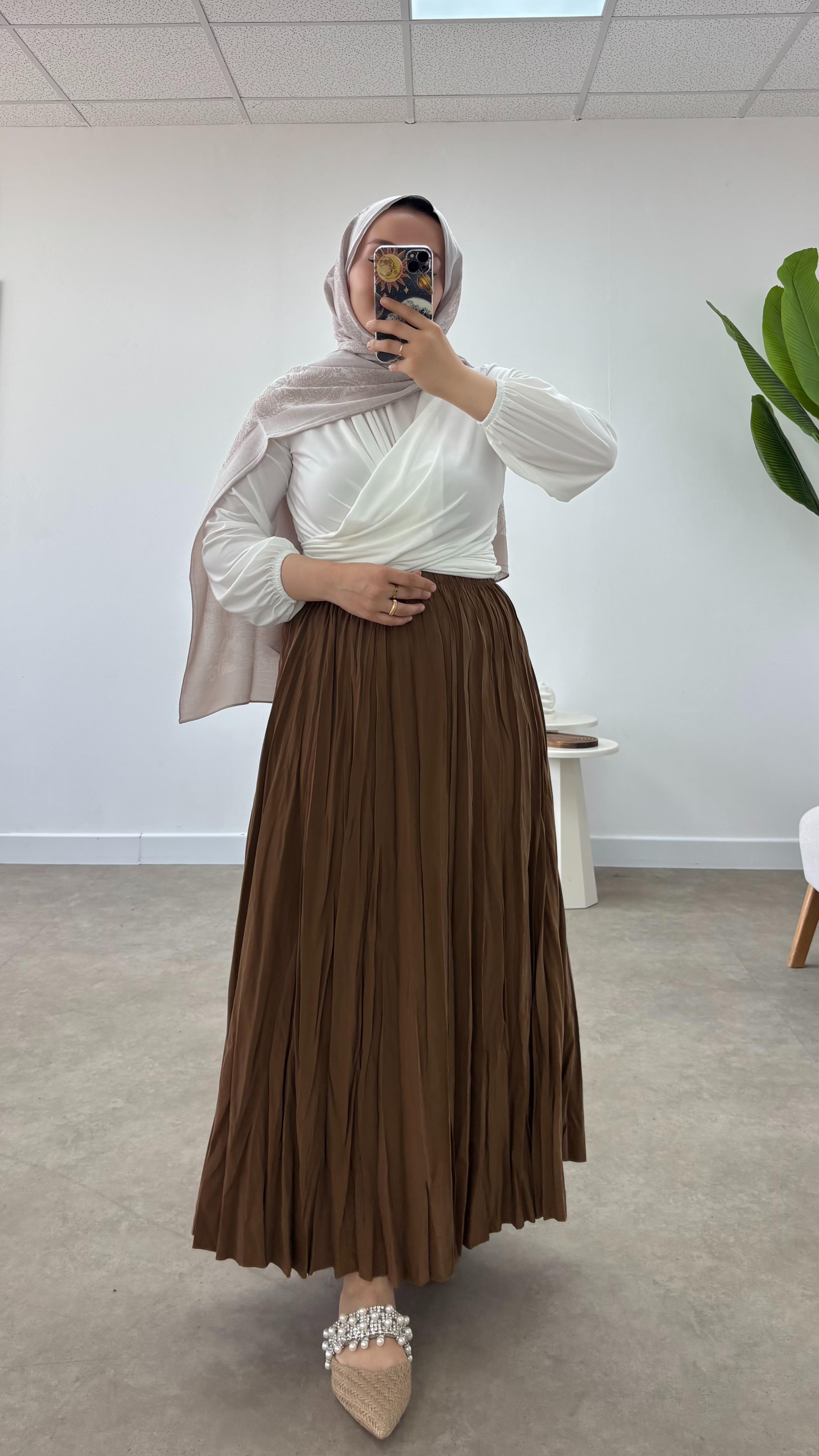 Ön Drape Bluz Beyaz