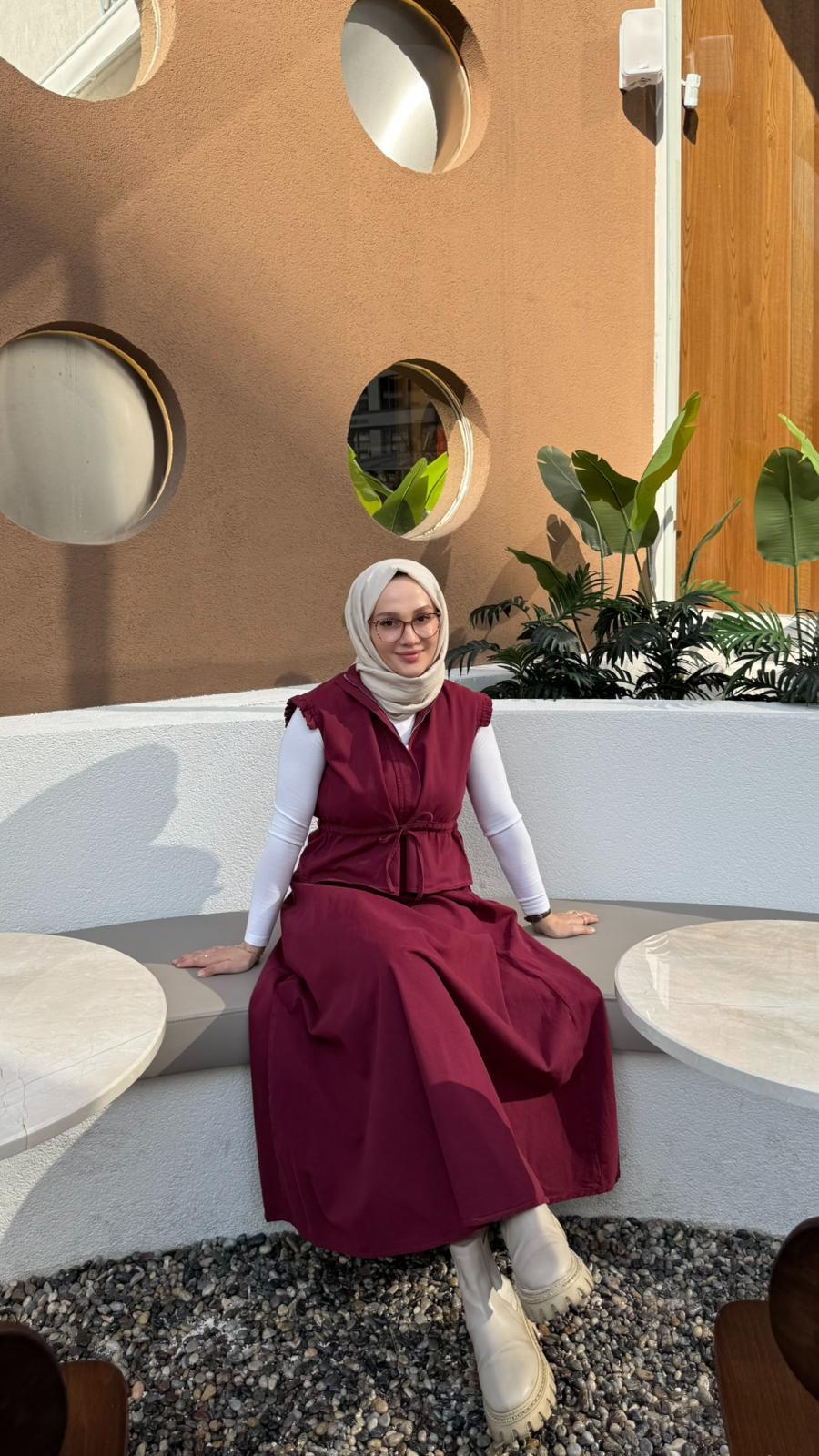Yelekli Etek Takım-Bordo