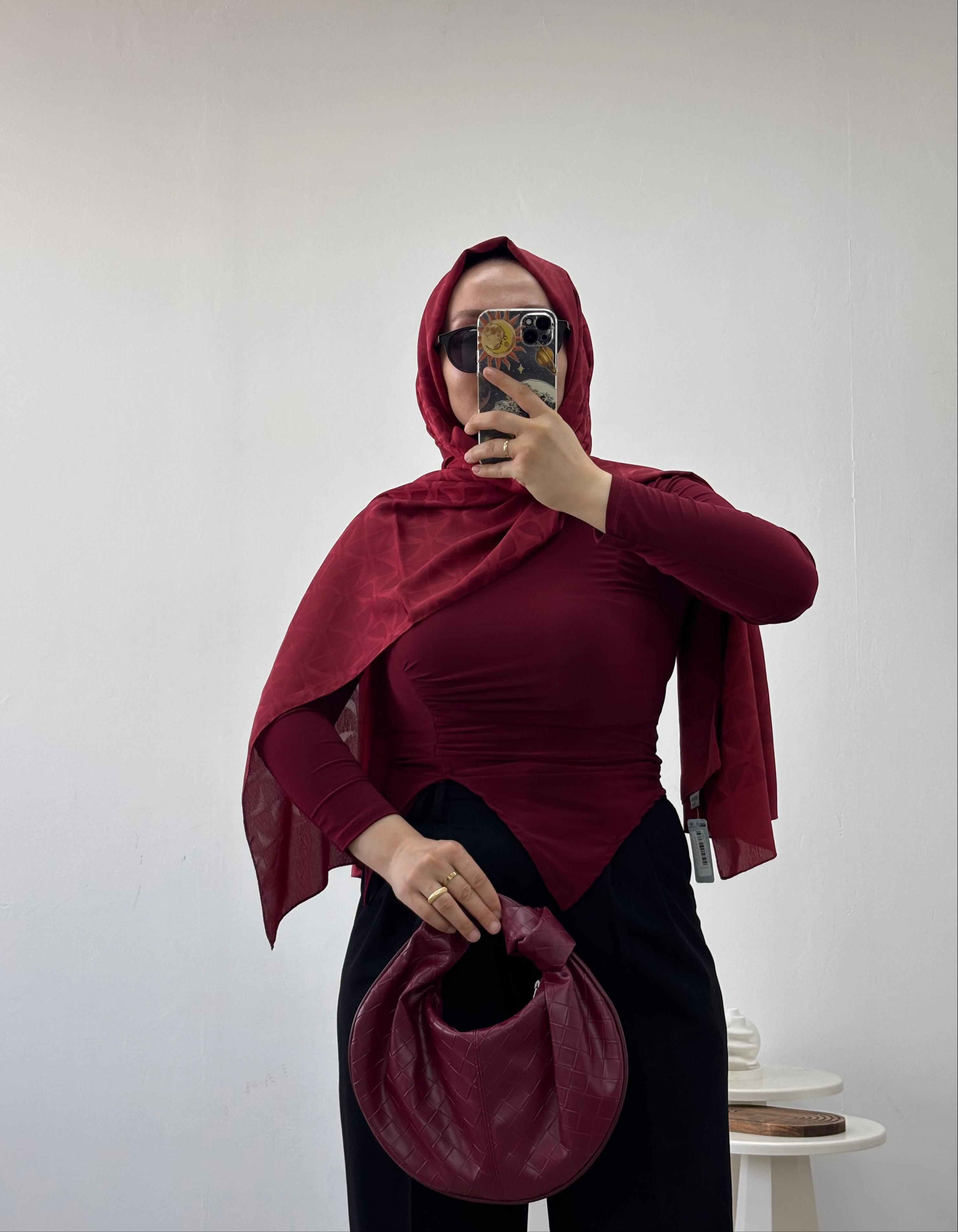 Yırtmaç Drape Bluz Bordo