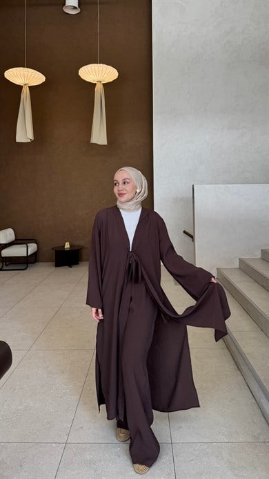 Bağlama Kimono Takım Kahve