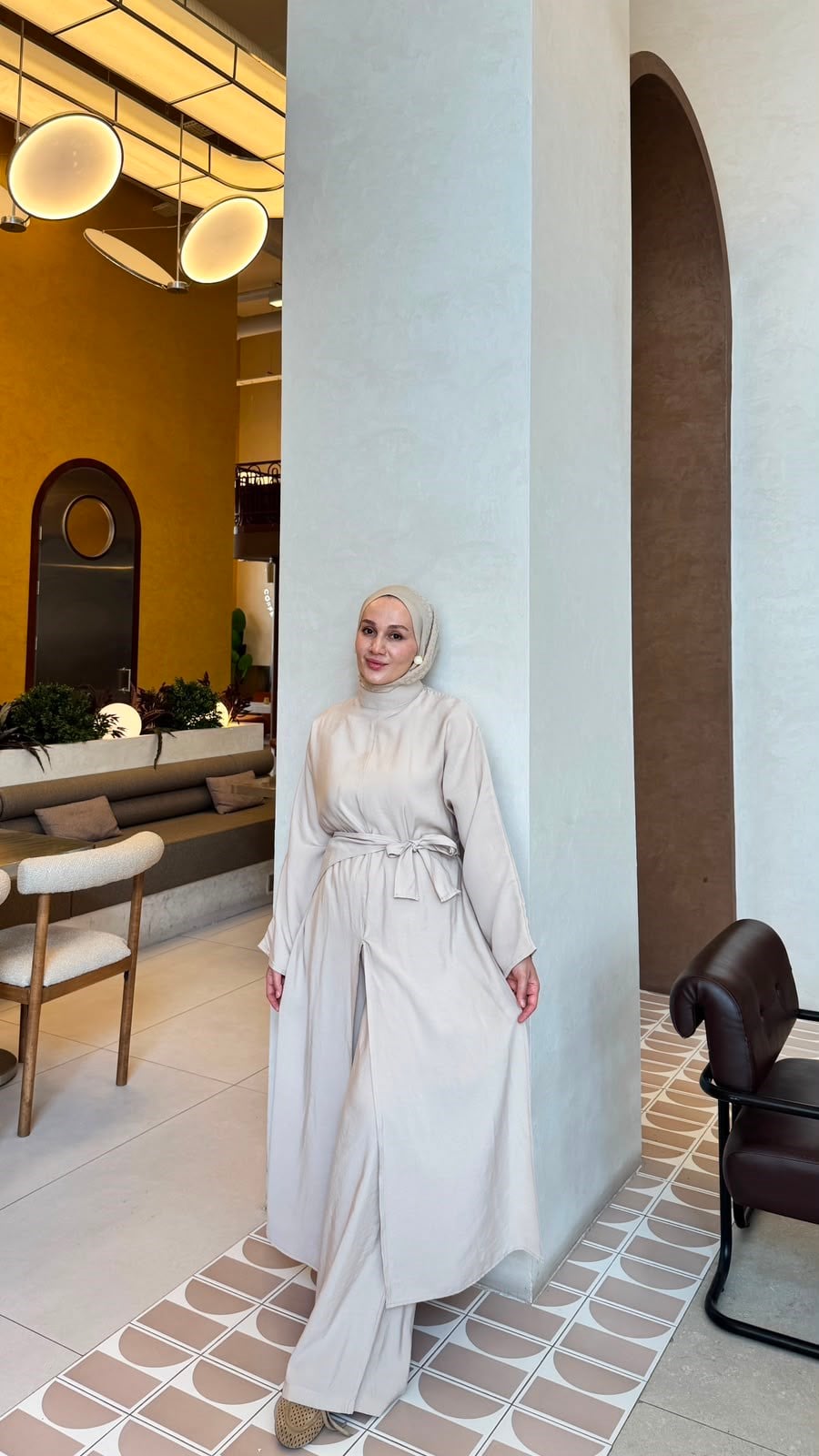 Abaya Takım -Bej