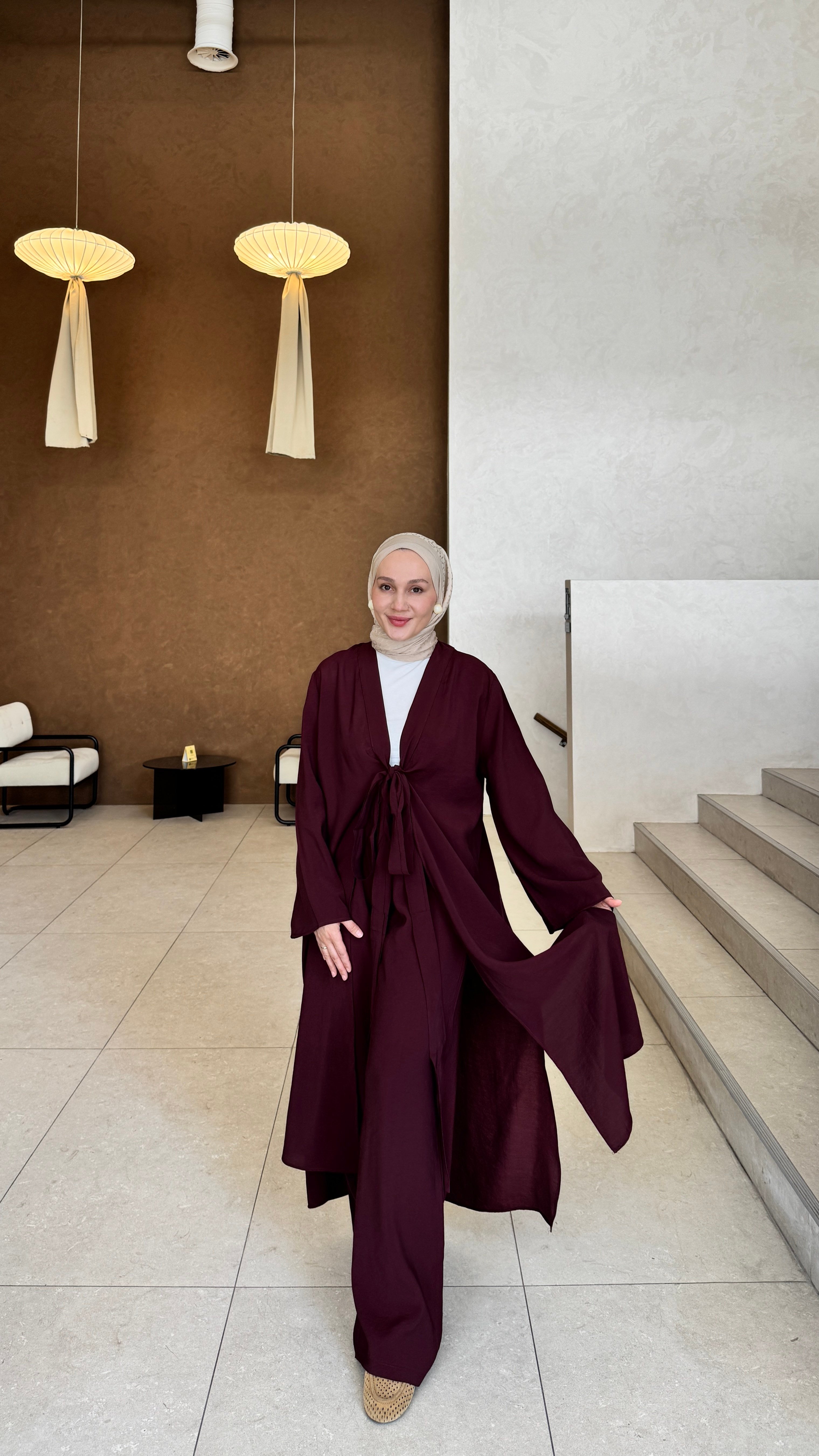 Bağlama Kimono Takım Bordo