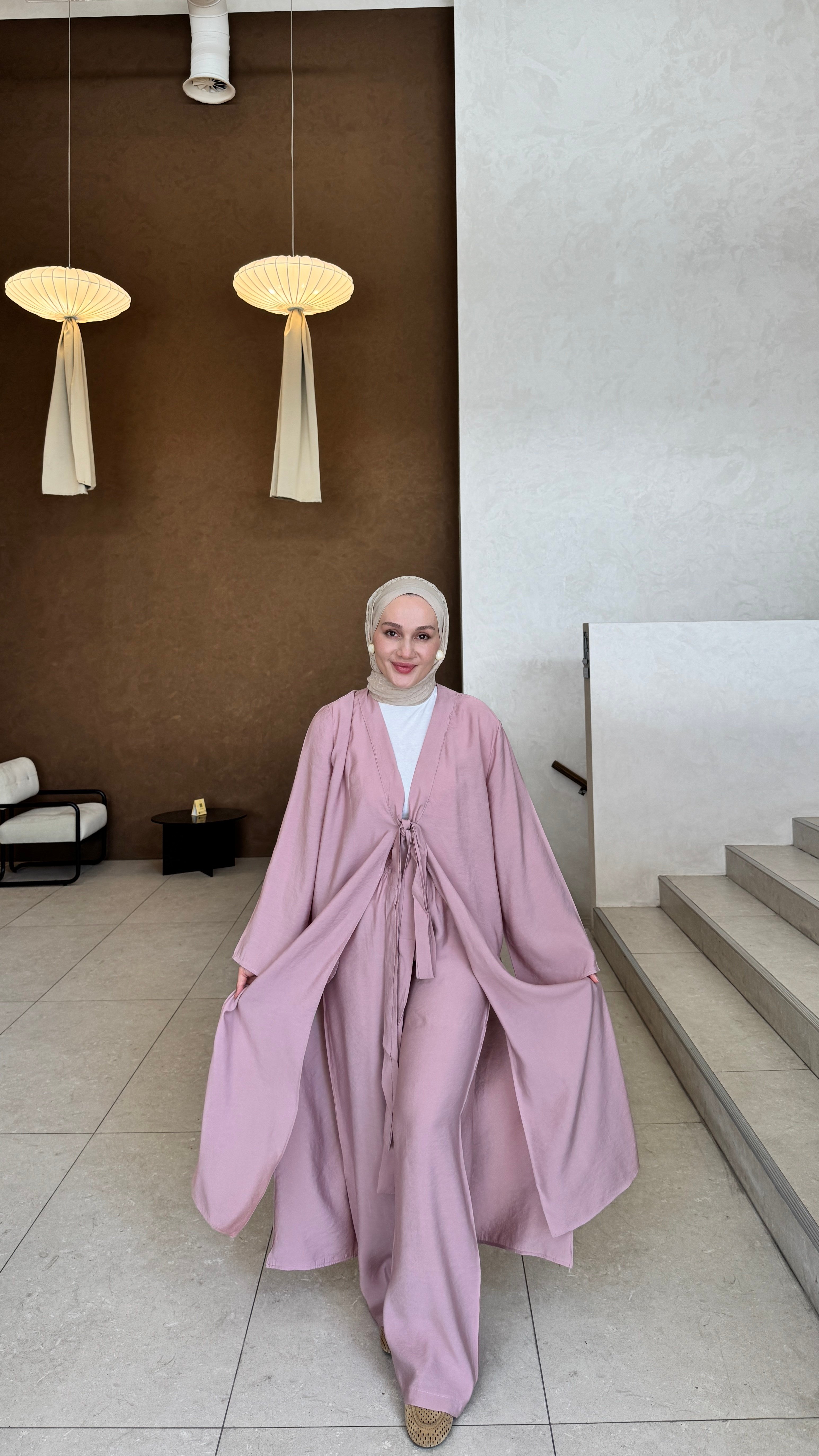 Bağlama Kimono Takım Pudra