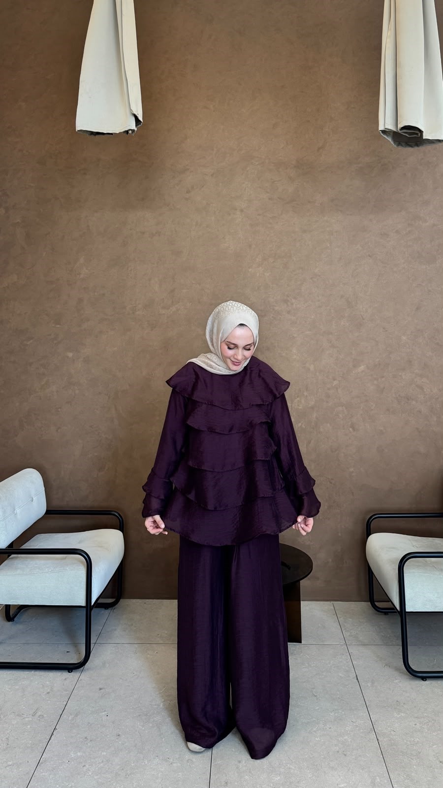 Fırfır Tül Takım-Mürdüm