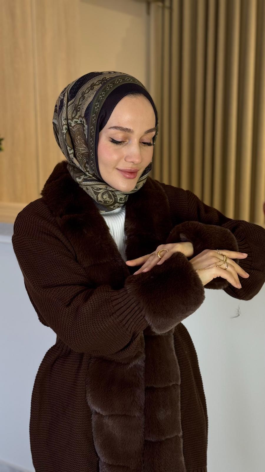 Kürklü Hırka-Kahve