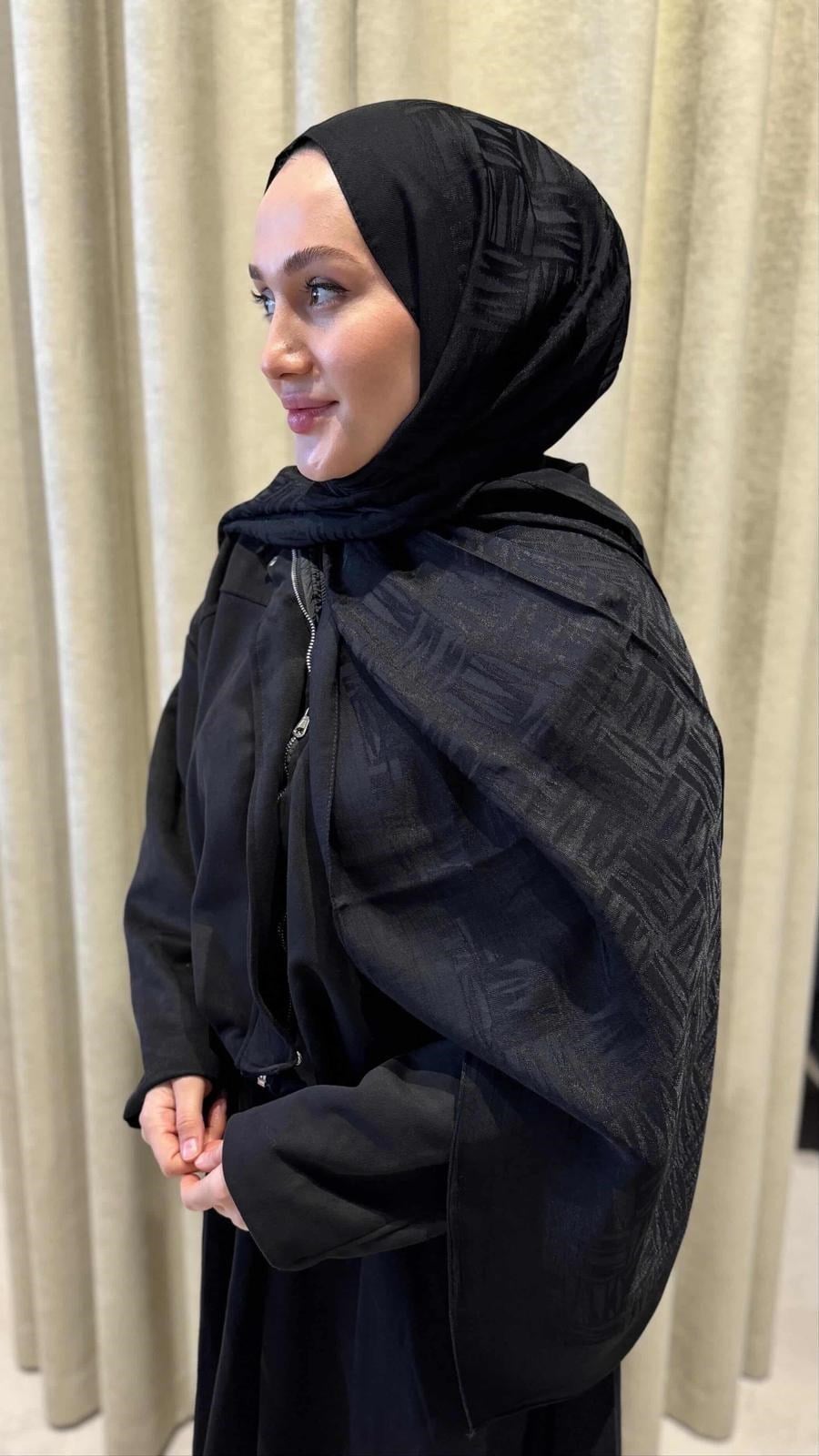Naura Kibrit Desen Şal-Siyah
