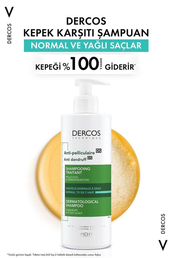 Vichy Dercos Anti Dandruff Kepek Karşıtı Şampuan 390 ml - Normal ve Yağlı  Saçlar - Dermojet