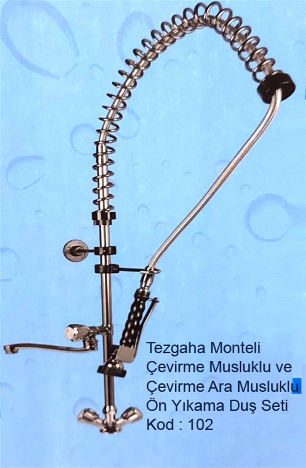 Tezgaha Monteli Çevirmeli ve Ara Musluklu Elcikli Bulaşık Ön Yıkama Duş Seti