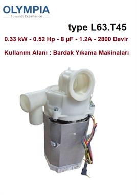 Olympia type L63.T45 inoksan empero 0.33 kw bardak yıkama motor pompa