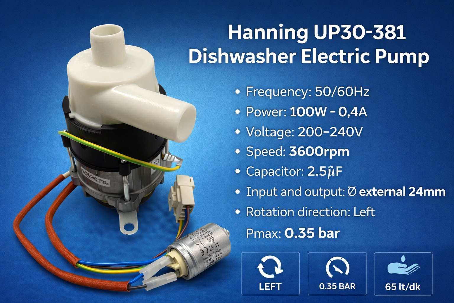 Hanning UP30-381 Dishwasher Electric Pump