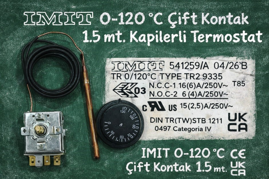 IMIT 541259 TR2 0-120 C 1500 mm. Çift Kontaklı Spiralli Termostat