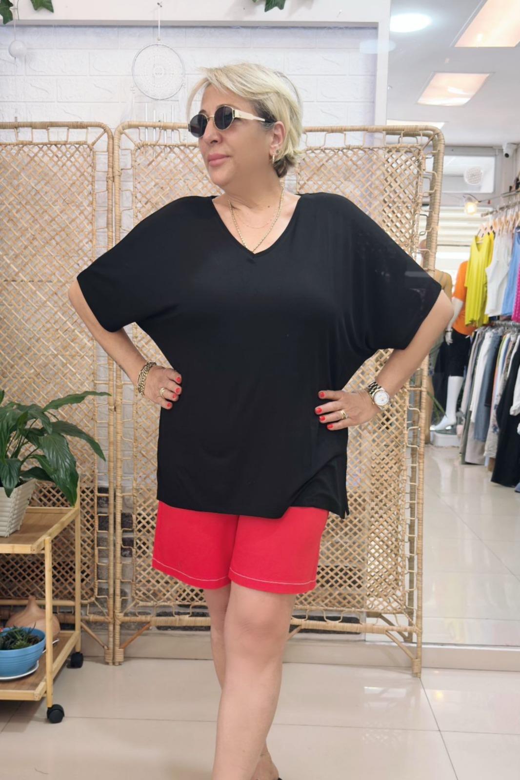 Beli Lastikli Likralı Pamuklu Şort Kırmızı