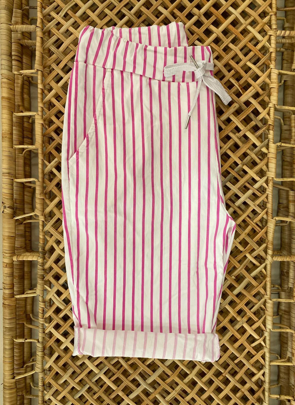 Çizgili Şort Pembe