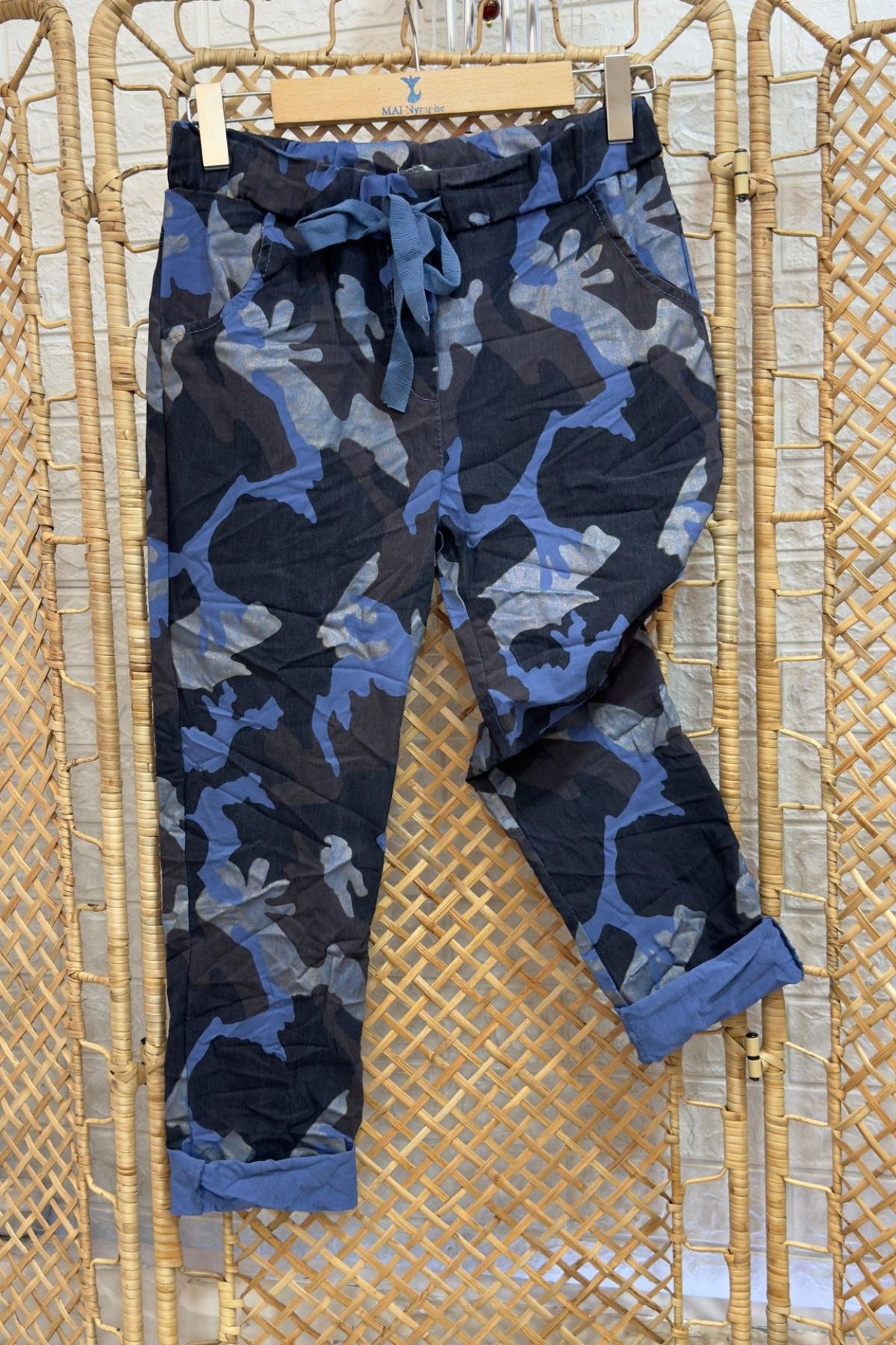 Kamuflaj Leopar Pantolon Lacivert