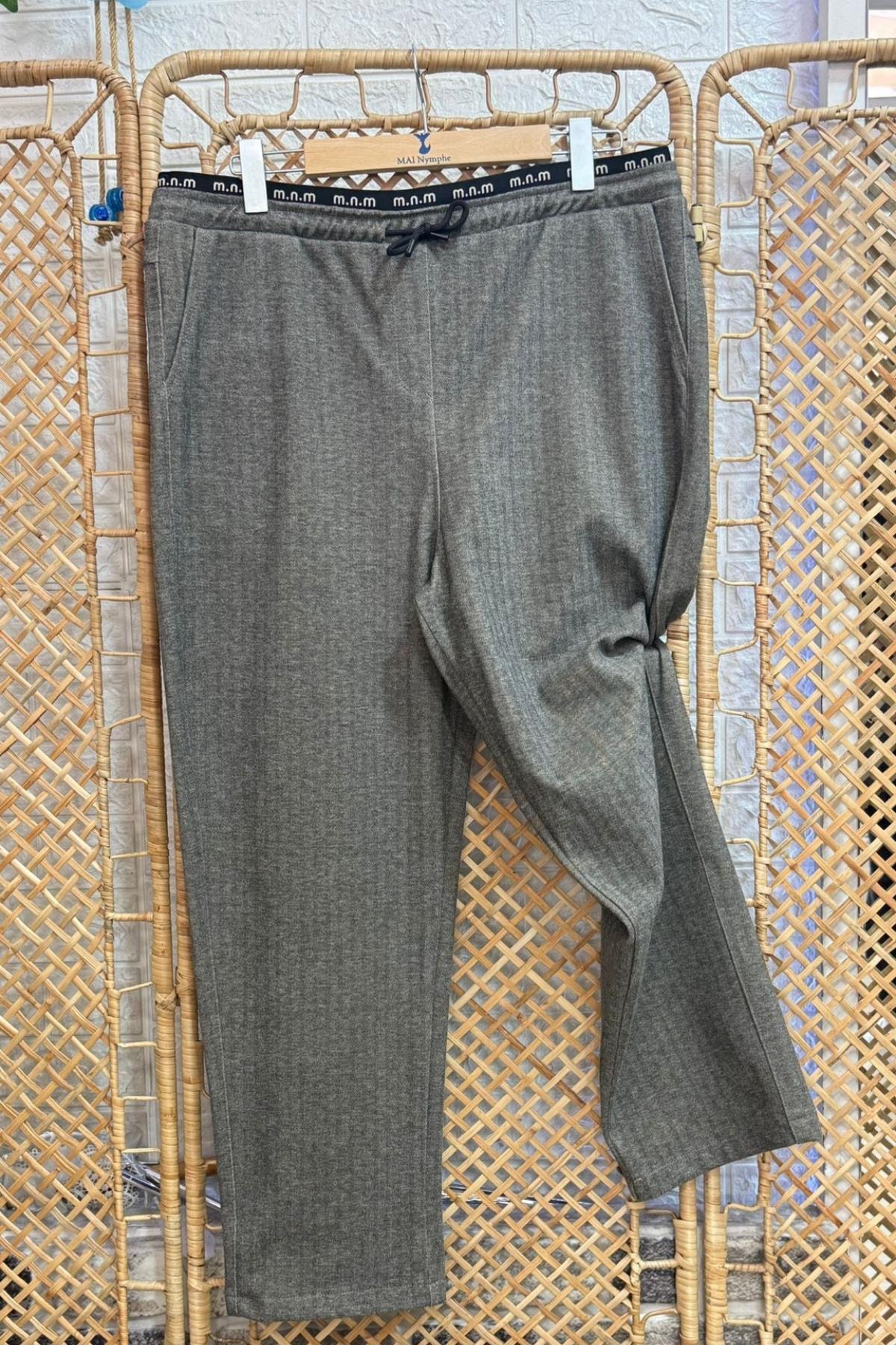 Beli Lastikli Full Likra Hamur Gibi Yumuşacık Kaşmir Karışımı Pantolon Vizon