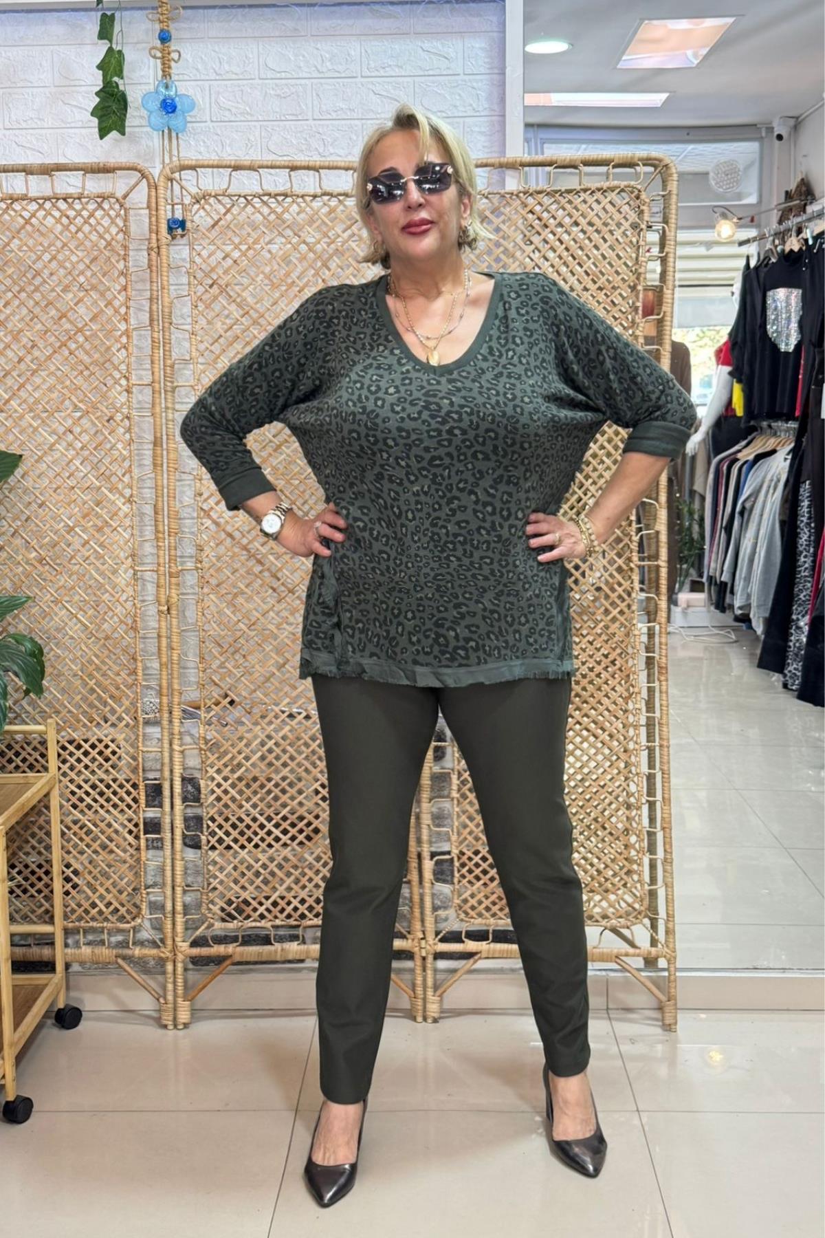 Elf Model Fermuarlı Düğmeli Punto Pantolon Haki